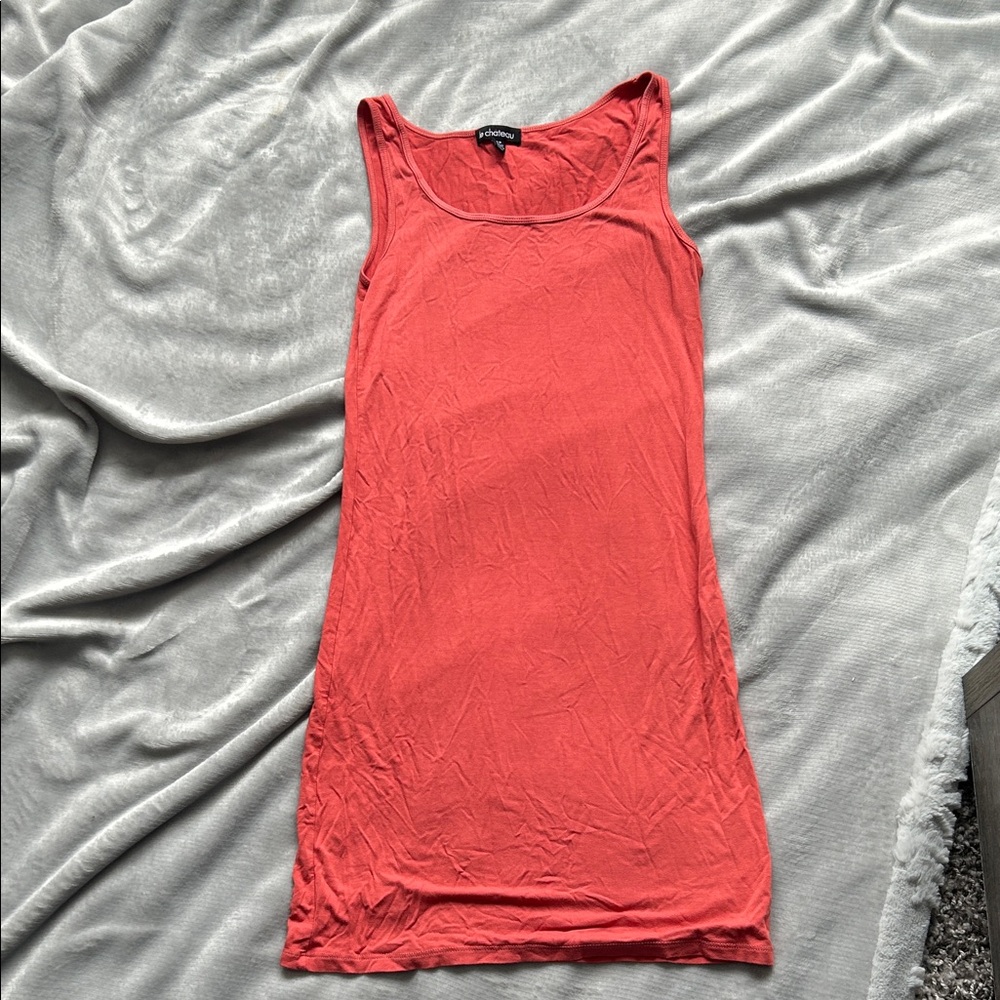 Le Chateau Vibrant Coral Sleeveless Mini Dress